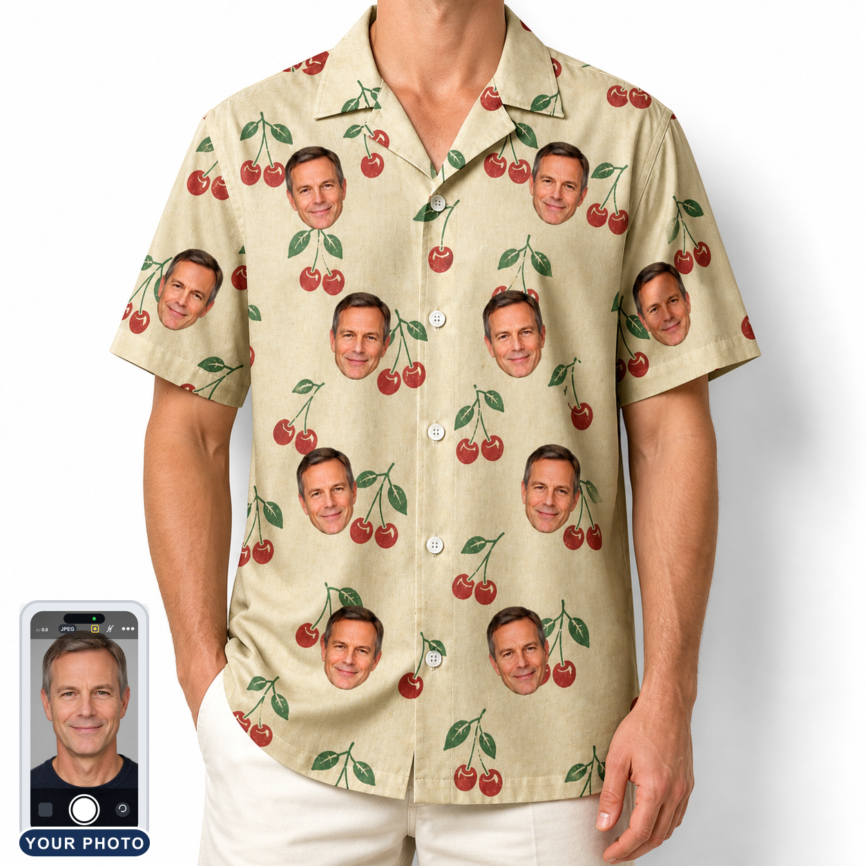 Men's Cherry Chomp Custom Face Hawaiian Shirt