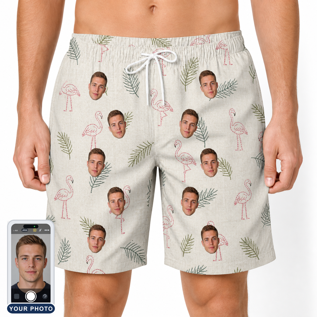 Men's Tropical Tippytoes Custom Face Beach Shorts