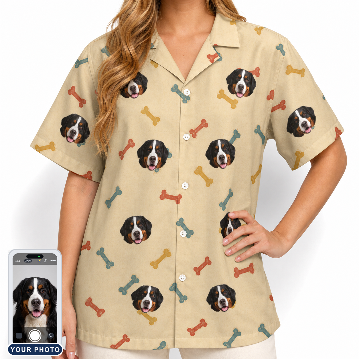 Women's Chewsy Chompers Custom Dog Face Hawaiian Shirt