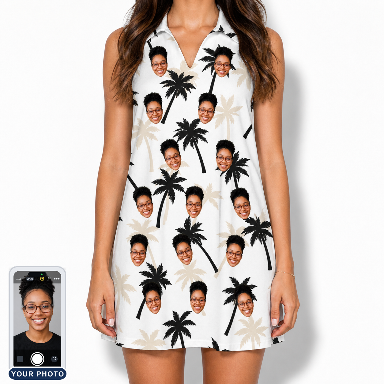 Women's Ylang Ylang Custom Face V-Neck Dress