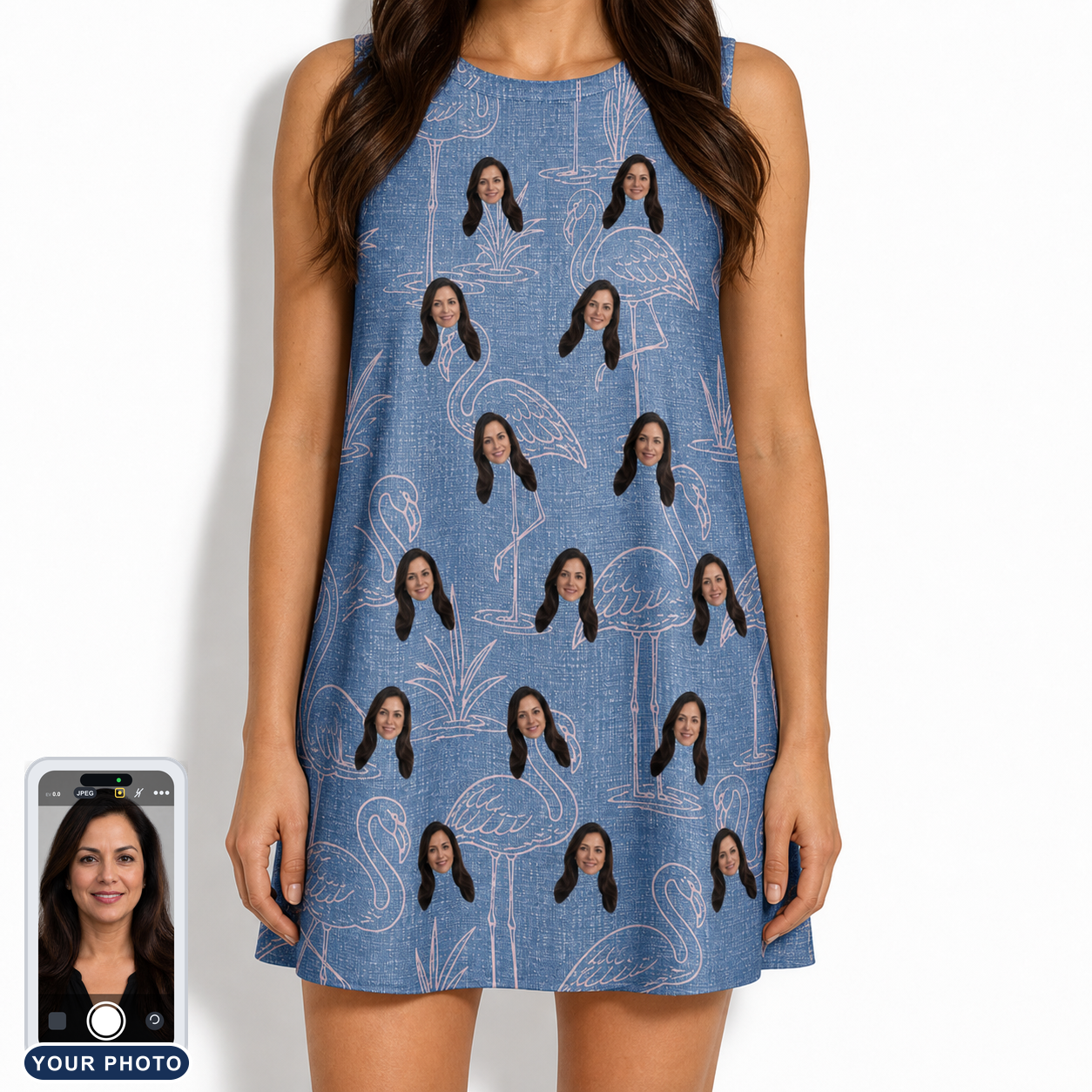 Women's Neck Appeal Custom Face Tank Dress