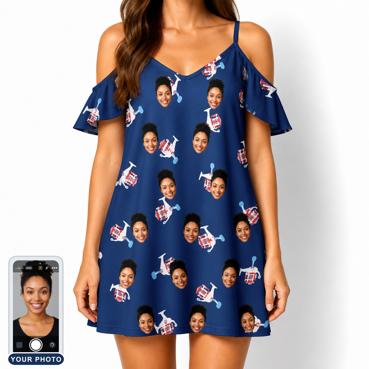 Women's Reel Rapture Custom Face Off-Shoulder Dress