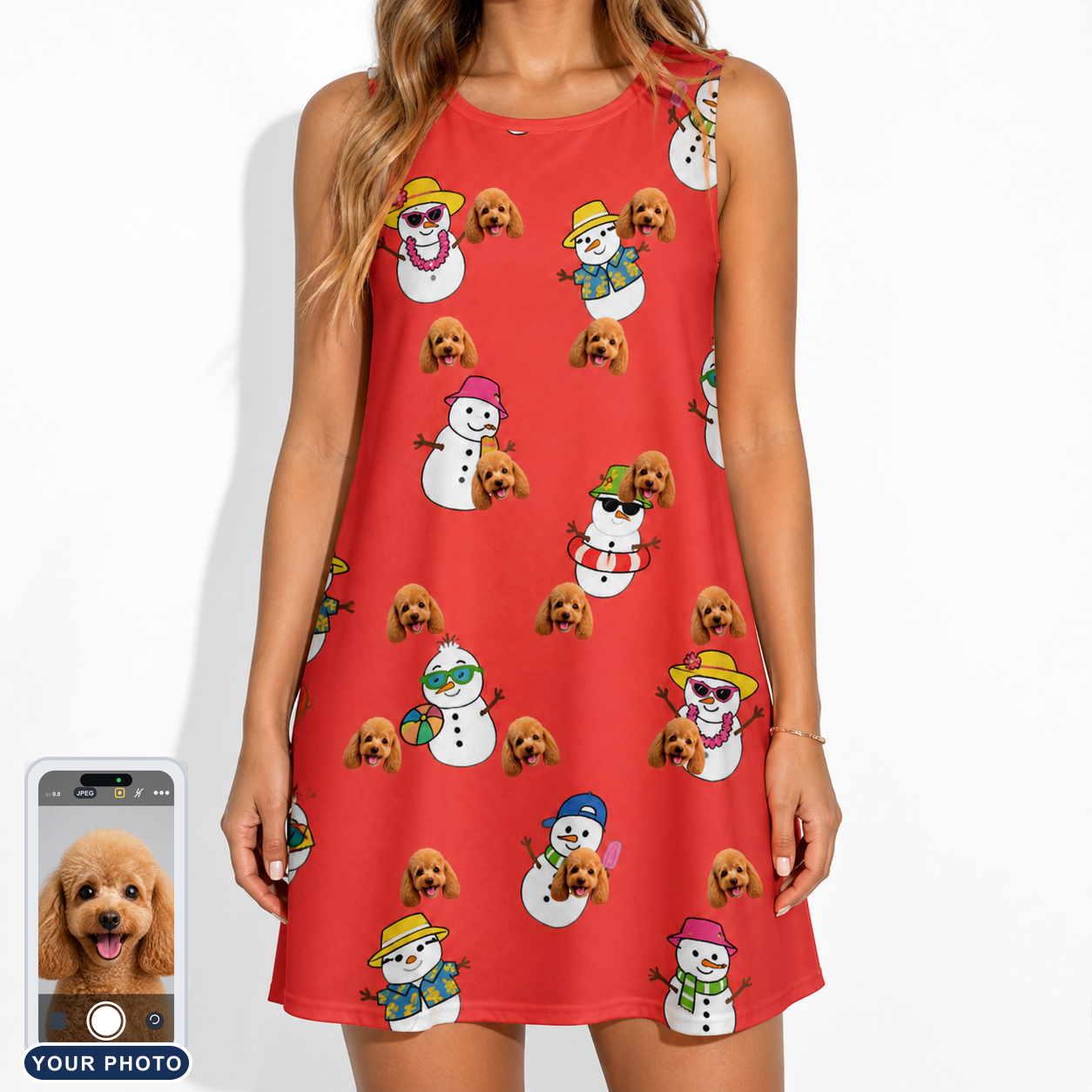 Women's Polar Pantomime Custom Dog Face Tank Dress