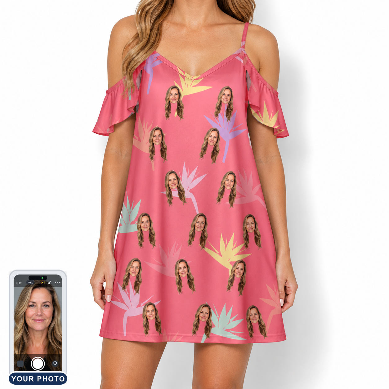 Women's Paradise Punch Custom Face Off-Shoulder Dress