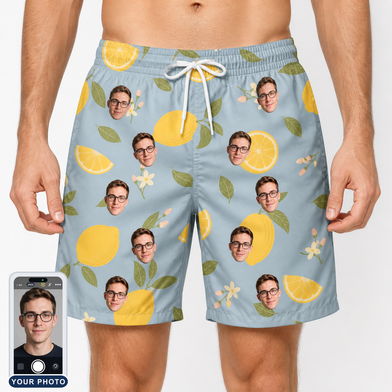 Men's Zesty Zigzags Custom Face Beach Shorts