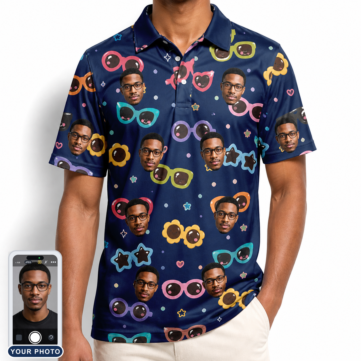 Men's Ray Reunion Custom Face Polo Shirt