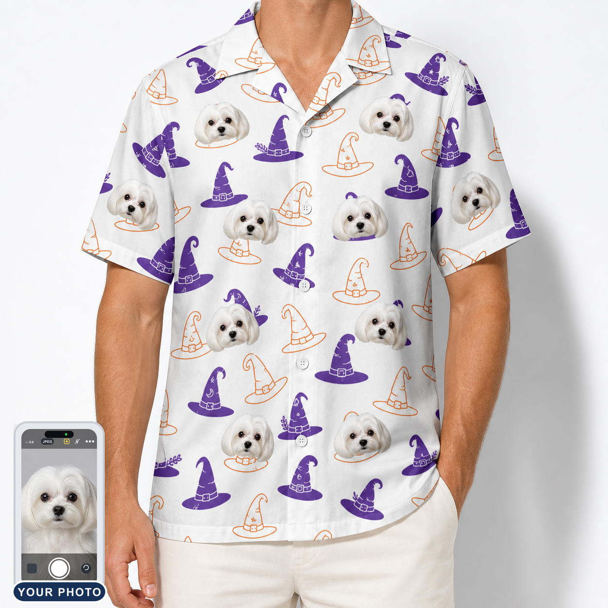 Men's Cauldron Crowns Custom Dog Face Hawaiian Shirt