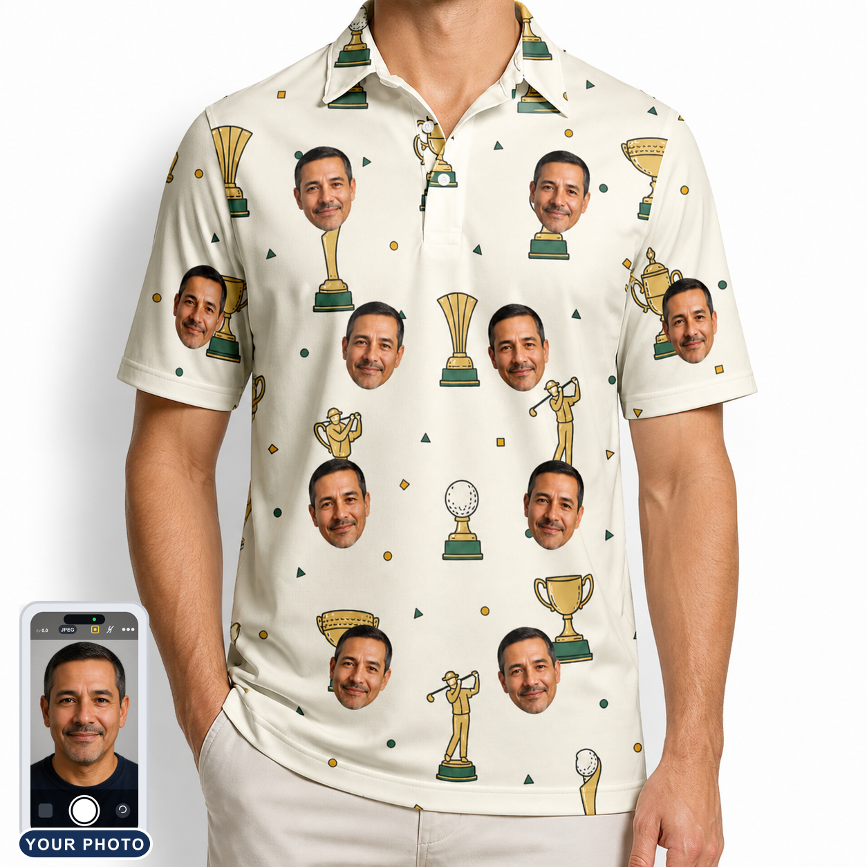 Men's Champion Chalices Custom Face Polo Shirt