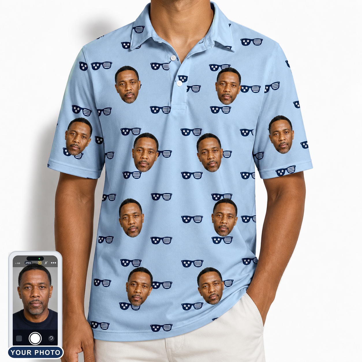 Men's Tri-Tone Tints Custom Face Polo Shirt
