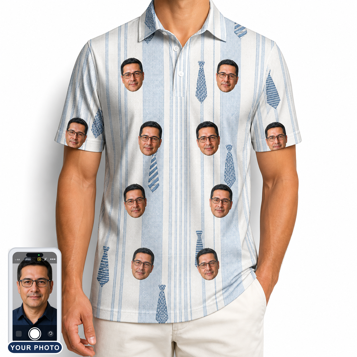 Men's Collar Confetti Custom Face Polo Shirt