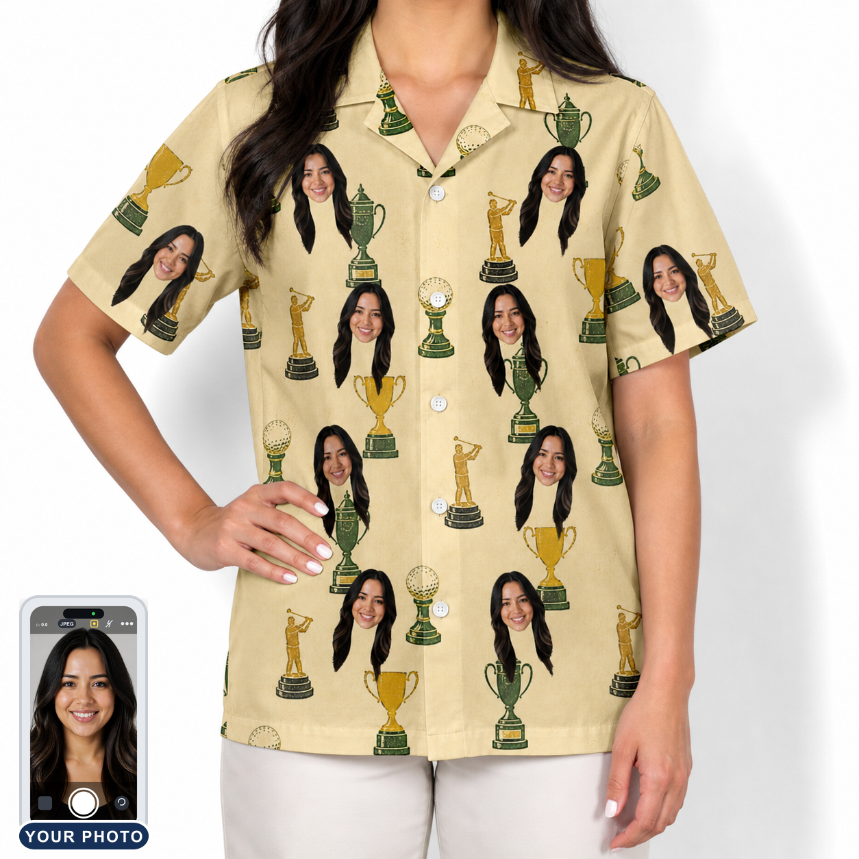 Women's Putting Prizes Custom Face Hawaiian Shirt