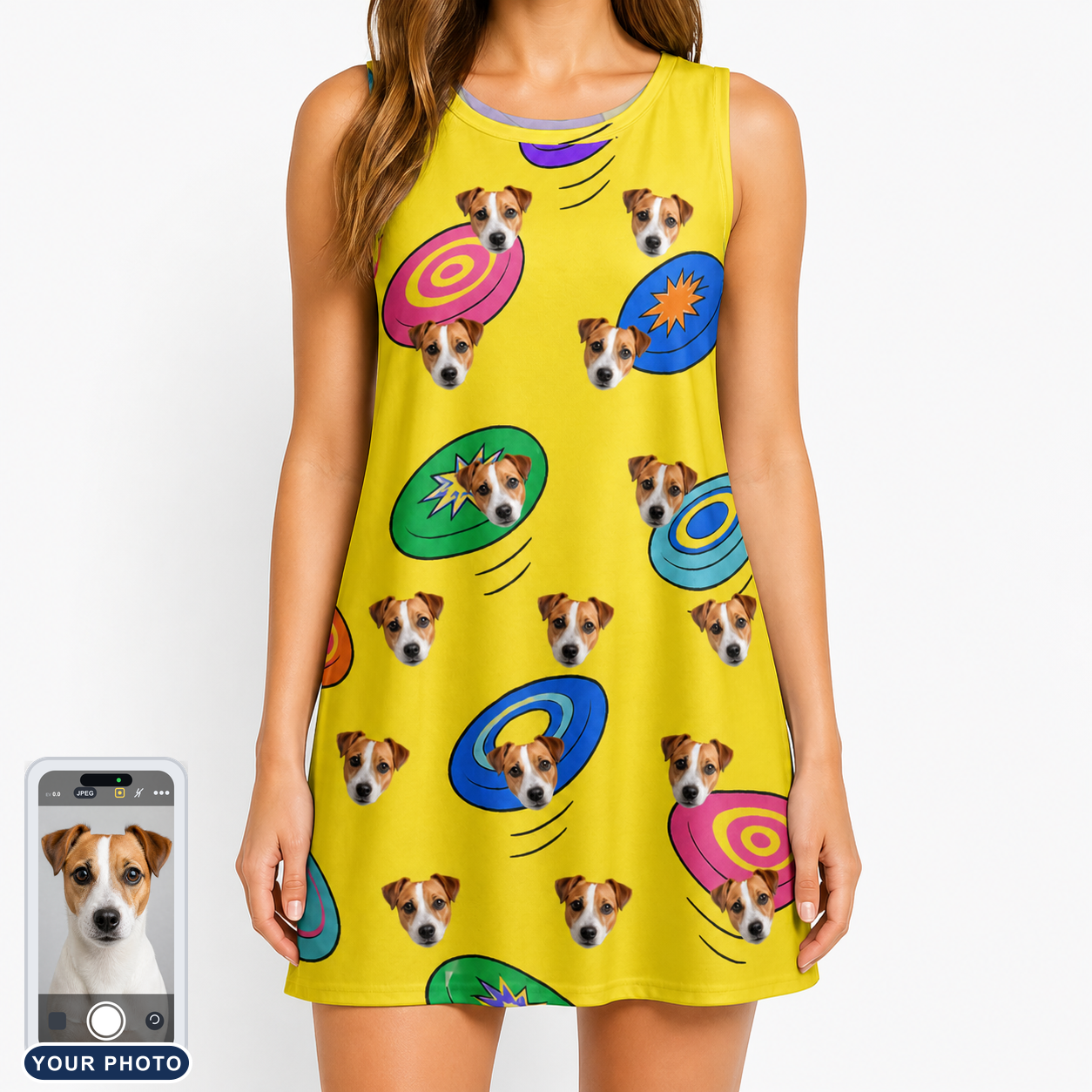 Women's Fetch Flight Custom Dog Face Tank Dress