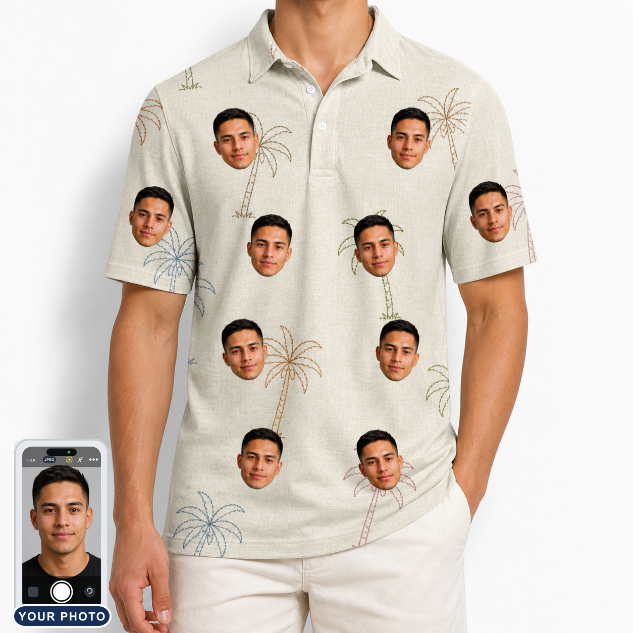 Men's Palm Pizzazz Custom Face Polo Shirt