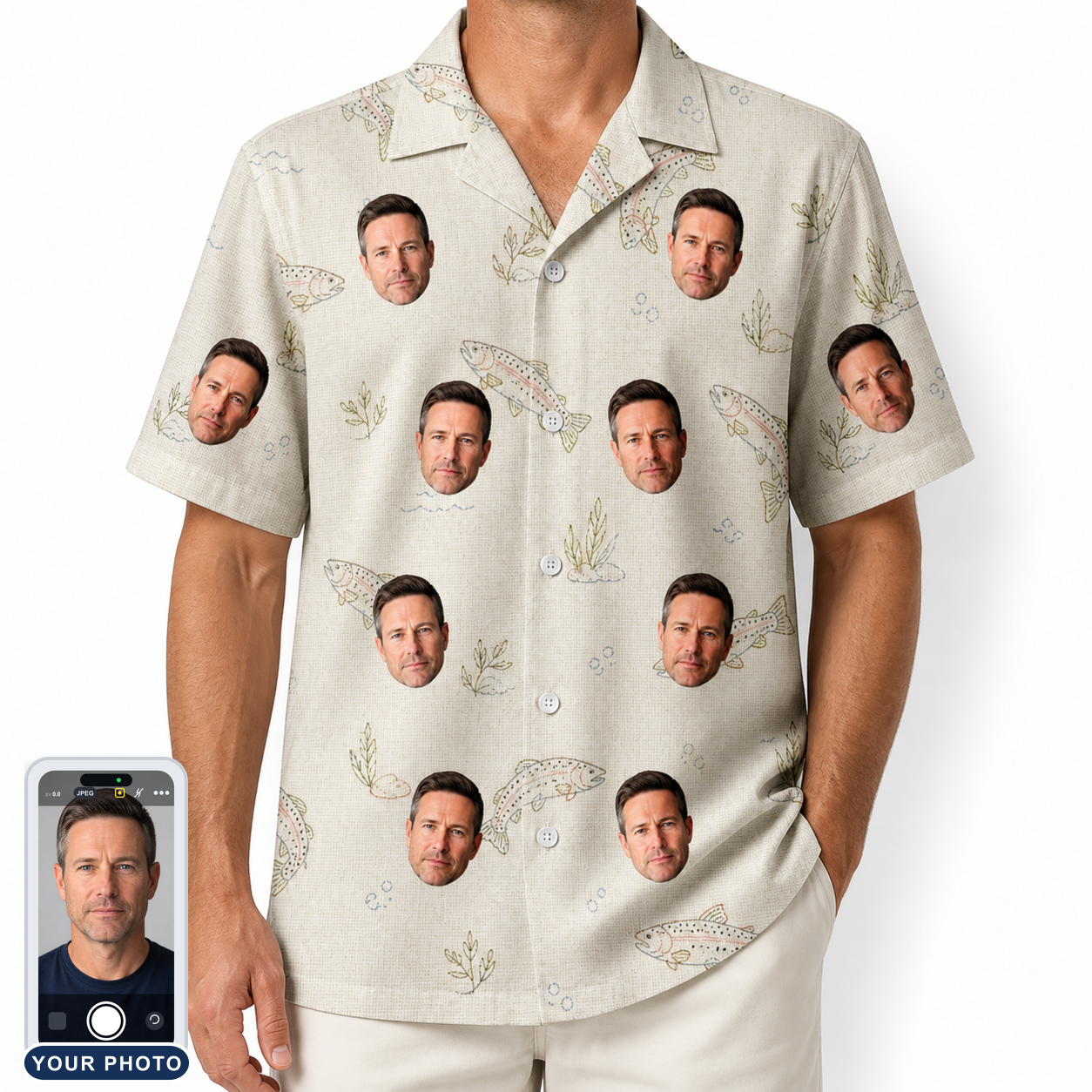 Men's Creek Chic Custom Face Hawaiian Shirt