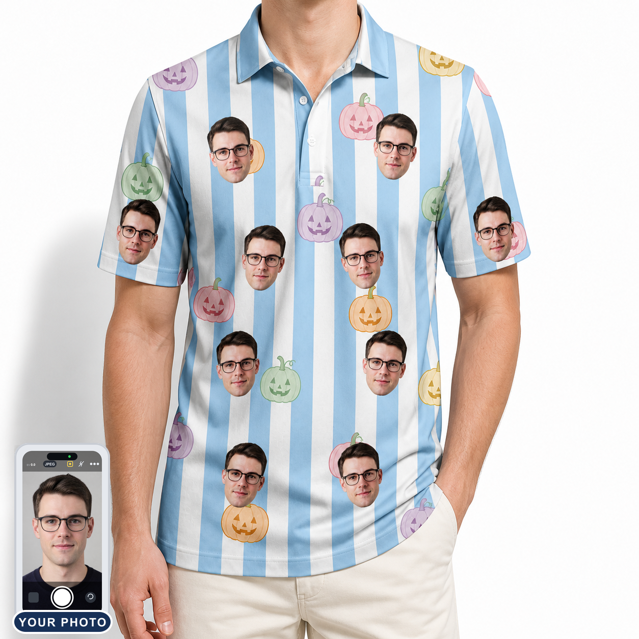 Men's Harvest Haunters Custom Face Polo Shirt