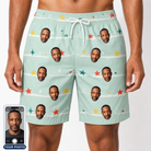 Men's Birthday Bling Custom Face Beach Shorts