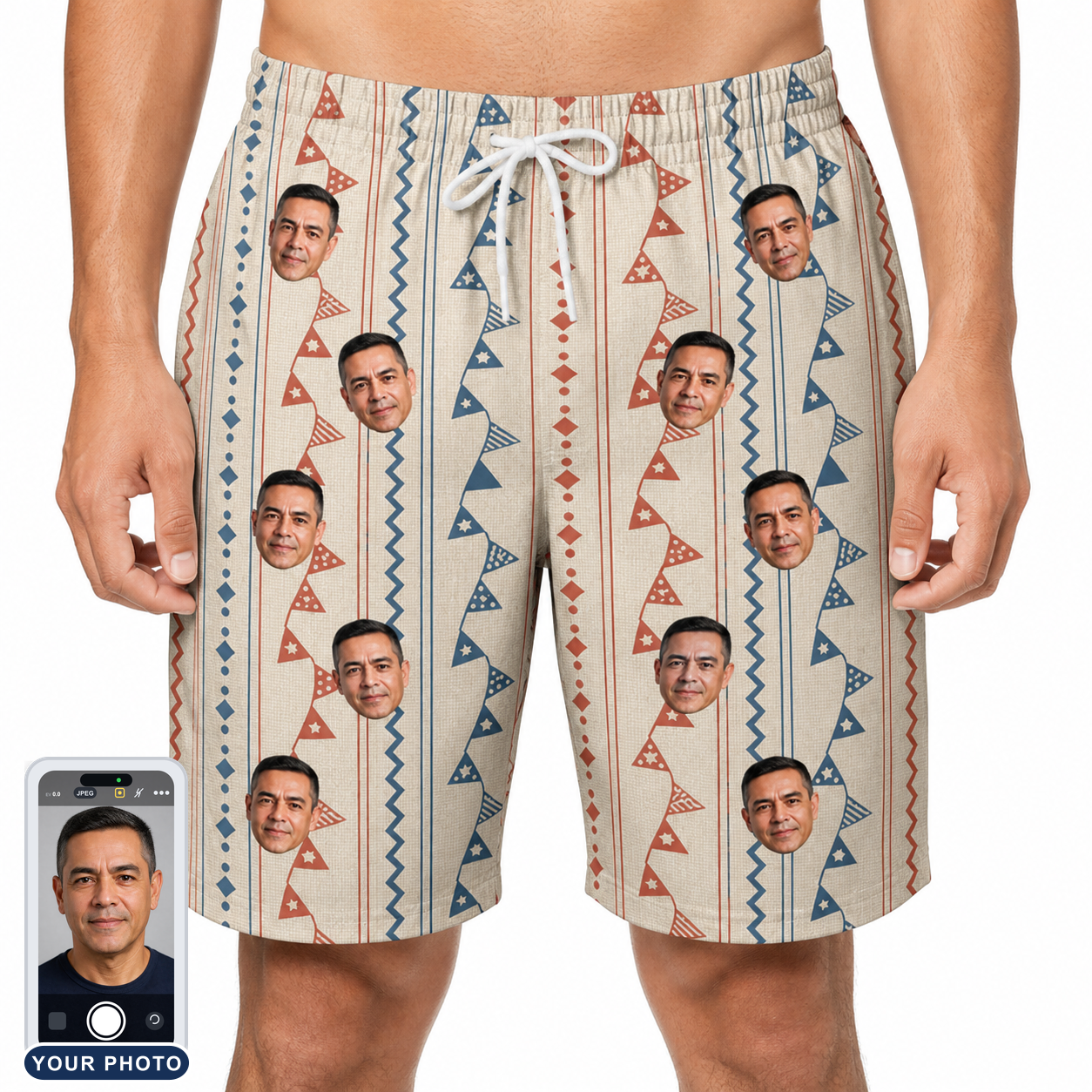 Men's Pennant Parade Custom Face Beach Shorts