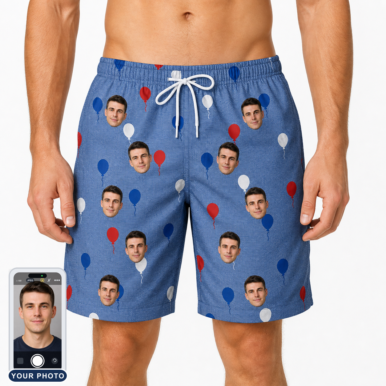 Men's Patriot Pop Custom Face Beach Shorts
