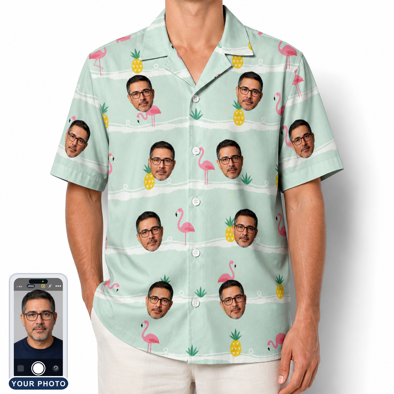 Men's Bromeliad Ballet Custom Face Hawaiian Shirt