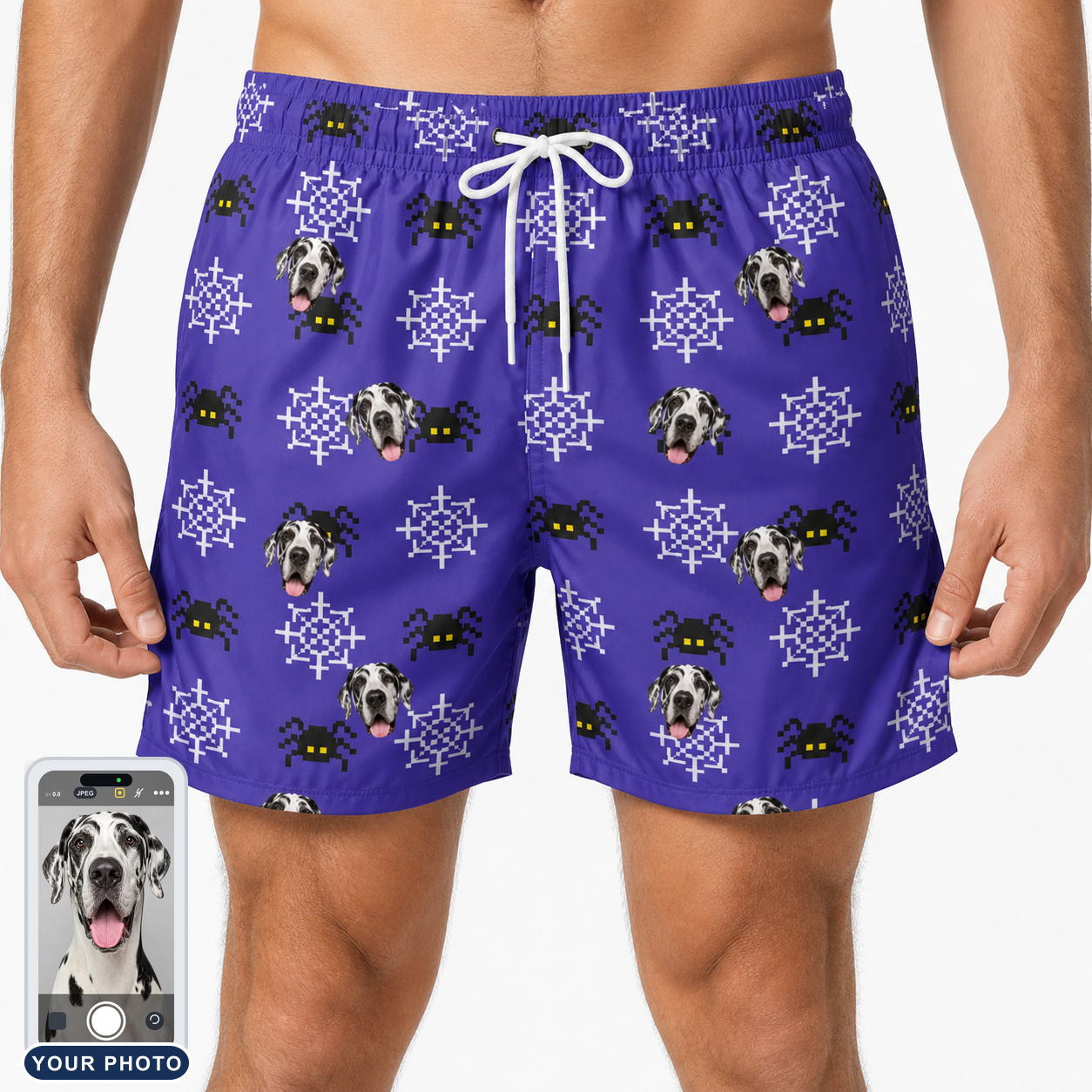 Men's Leggy Lurkers Custom Dog Face Beach Shorts
