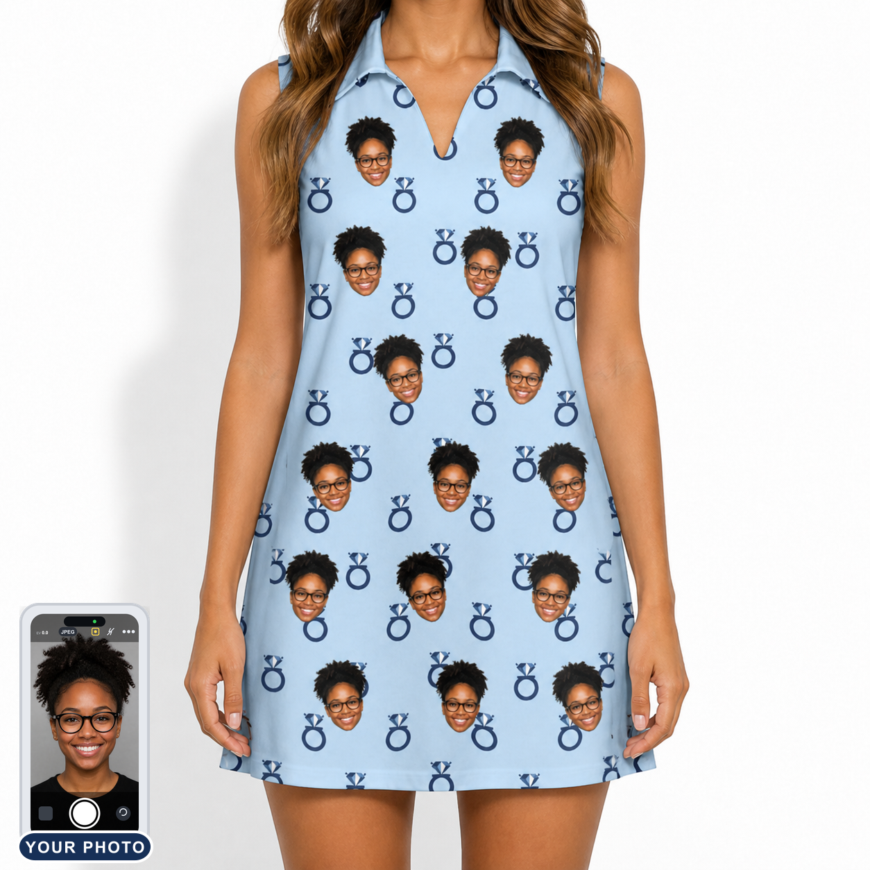 Women's Lovebound Luster Custom Face V-Neck Dress