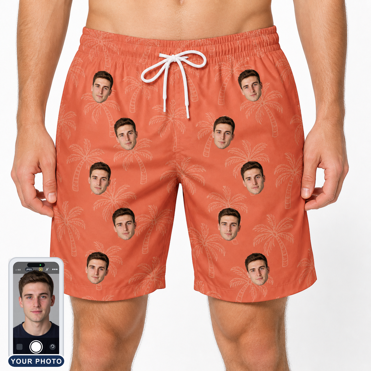 Men's Tiki Treetops Custom Face Beach Shorts