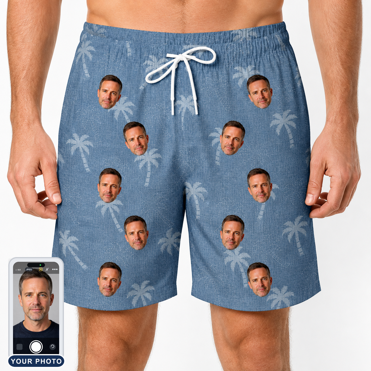 Men's Midcentury Mirage Custom Face Beach Shorts