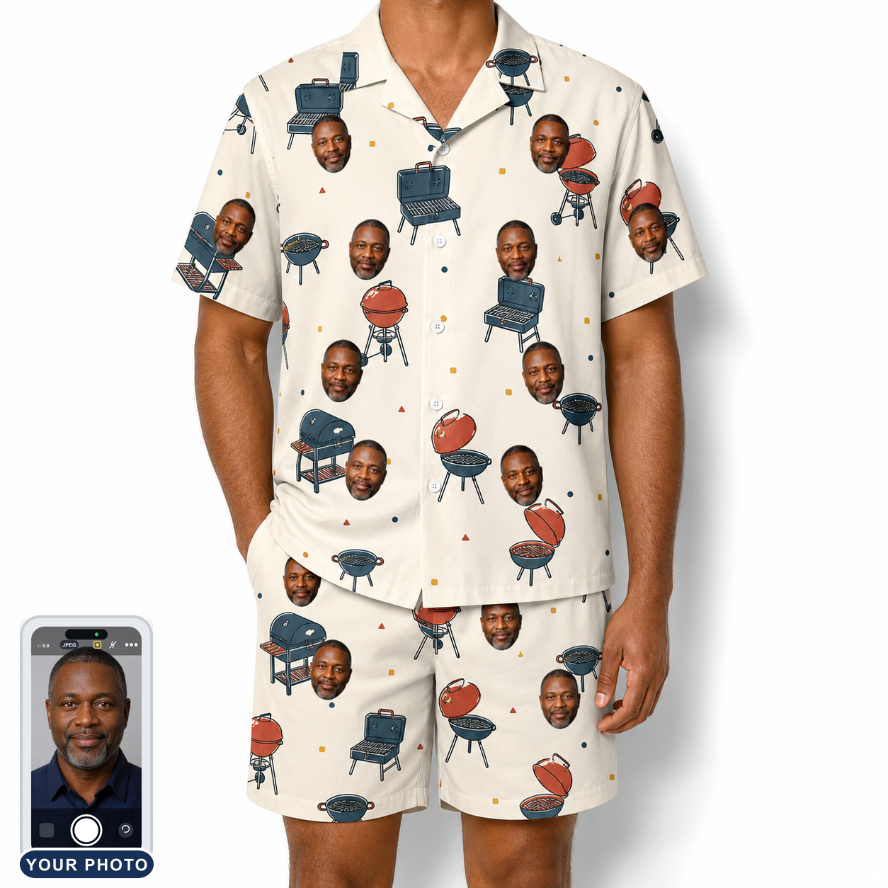 Men's Smoke Signals Custom Face Shirt & Shorts Set