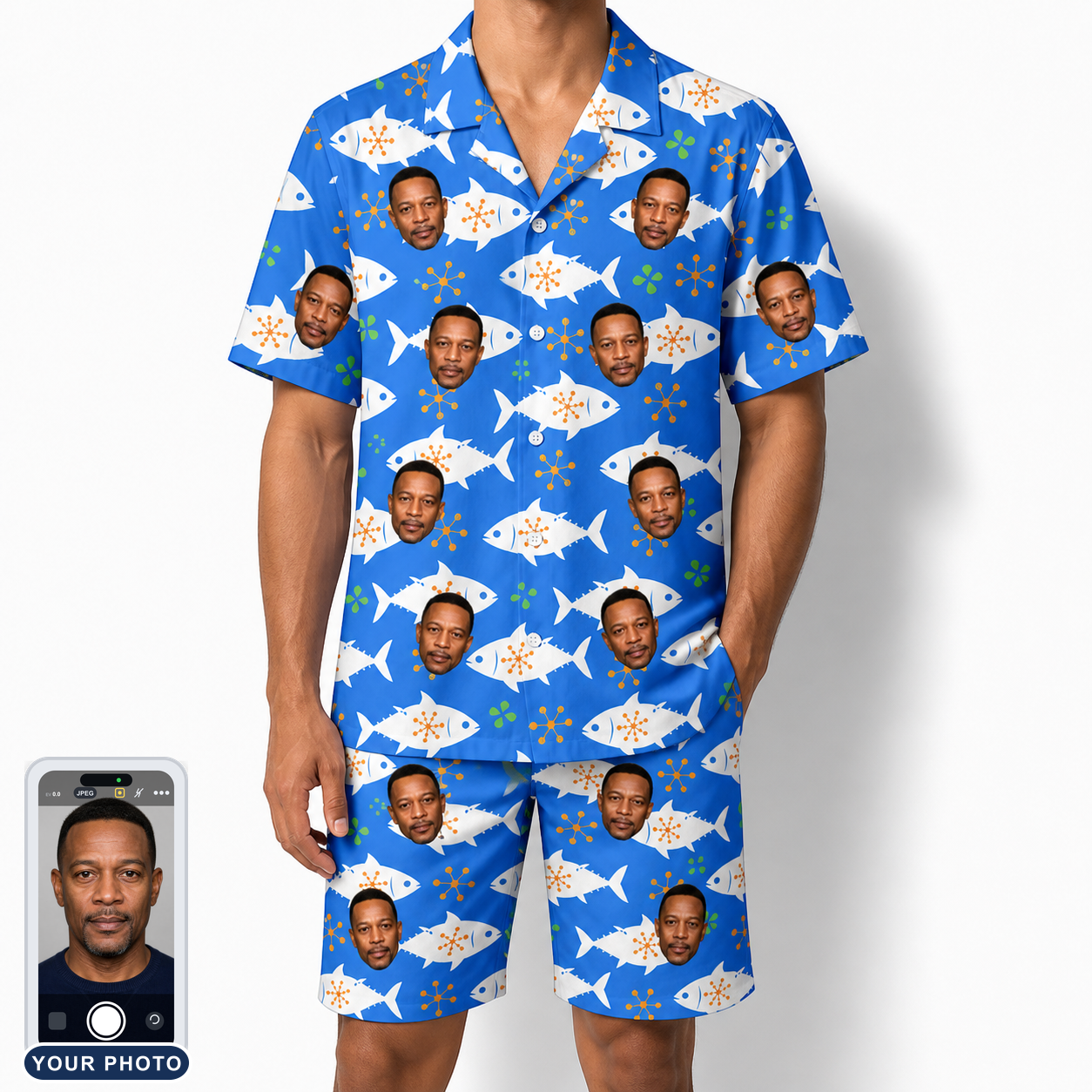 Men's Tuna Trawl Custom Face Shirt & Shorts Set