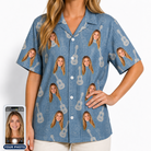 Women's Gardenia Grooves Custom Face Hawaiian Shirt