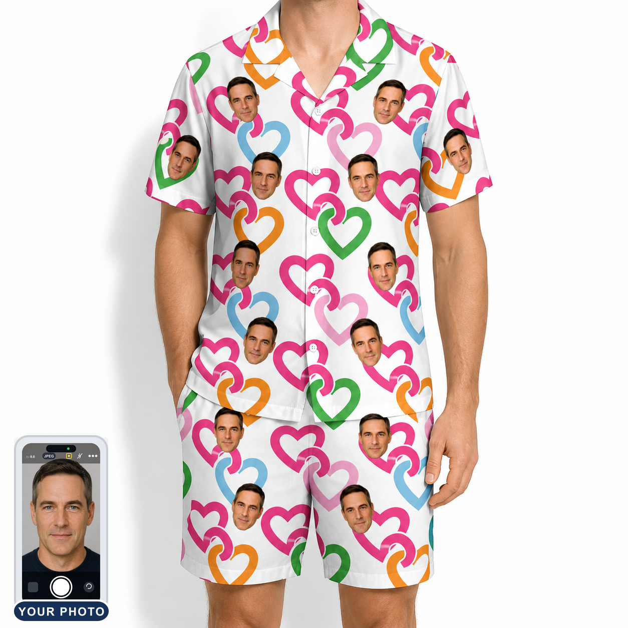 Men's Joined Jetty Custom Face Shirt & Shorts Set
