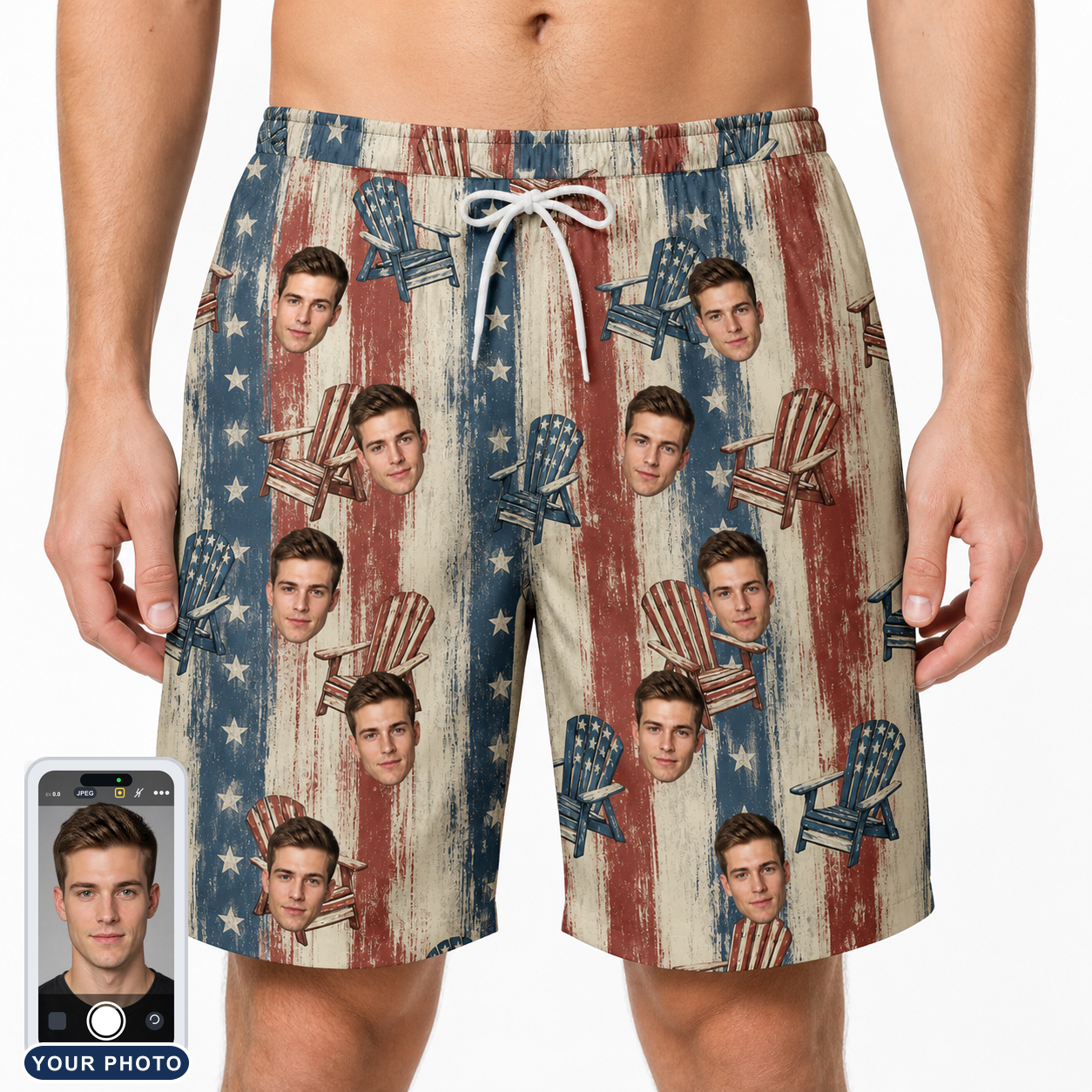 Men's Deckchair Daydream Custom Face Beach Shorts