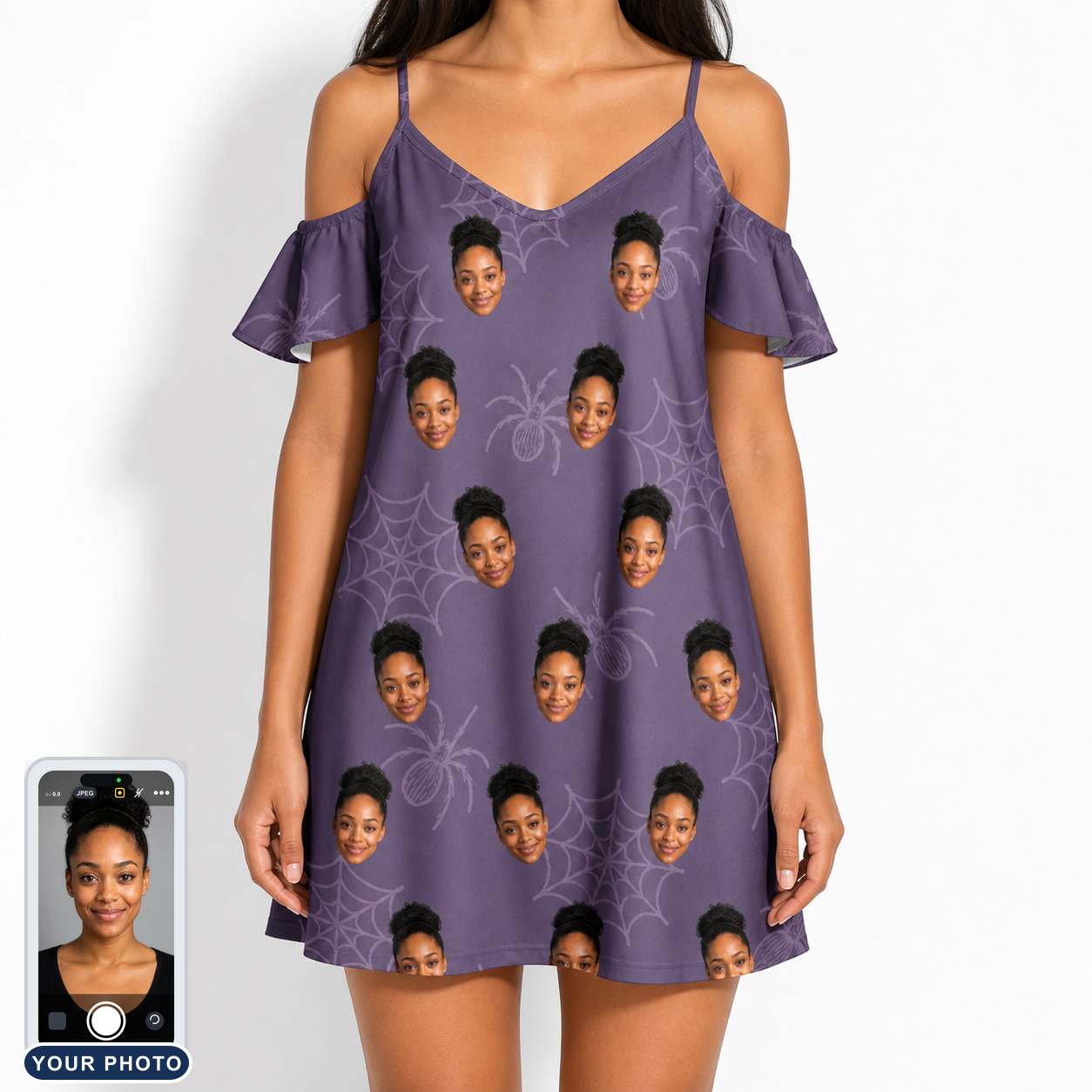 Women's Spider Social Custom Face Off-Shoulder Dress