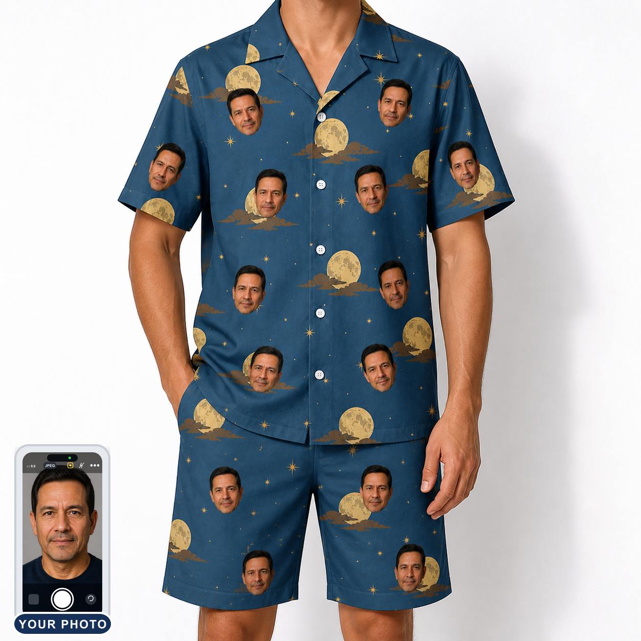 Men's Lunar Laughs Custom Face Shirt & Shorts Set