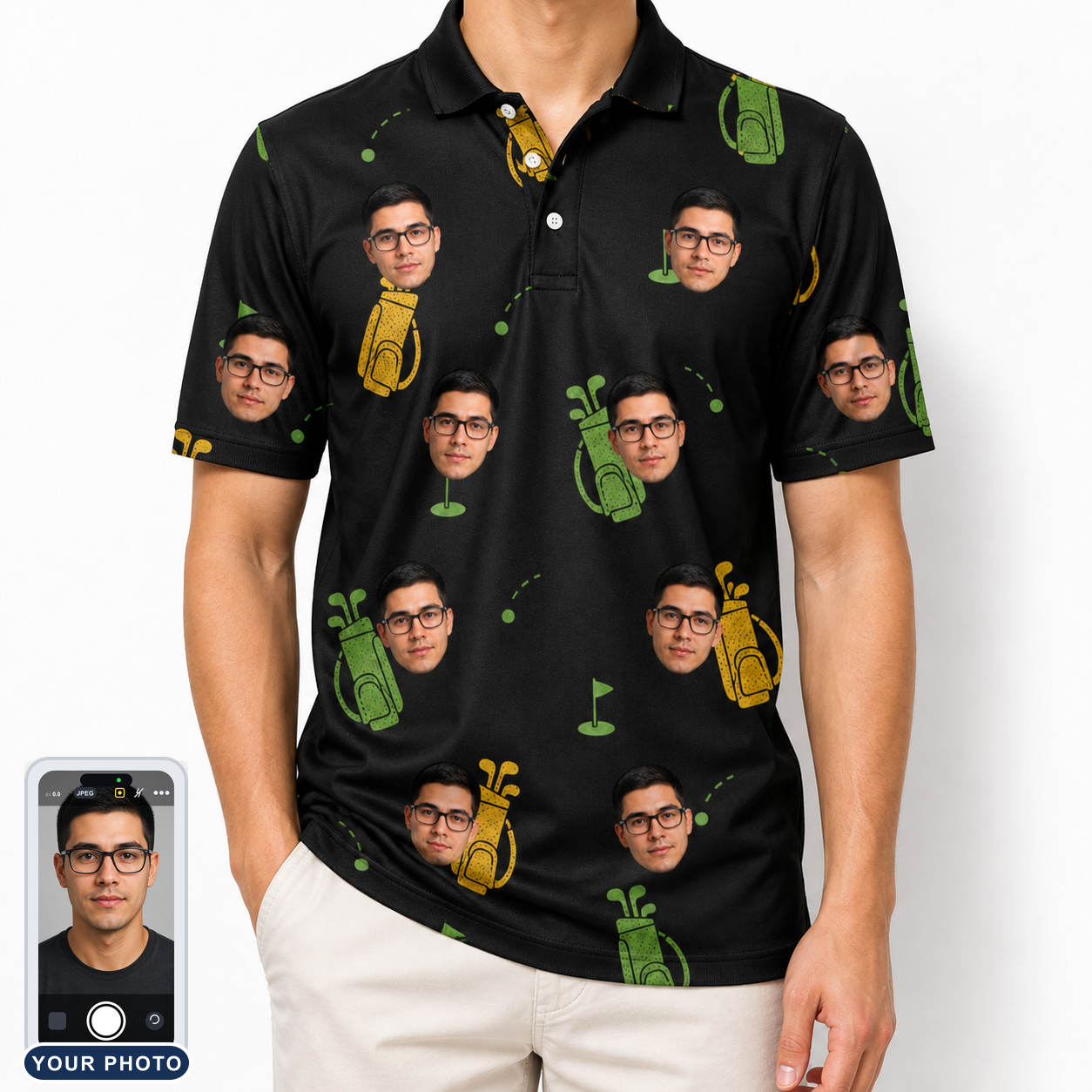 Men's Divot Duffels Custom Face Polo Shirt