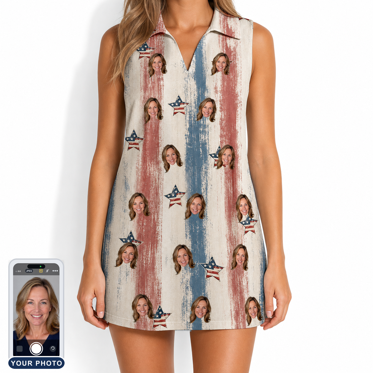 Women's Union Spark Custom Face V-Neck Dress