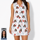 Women's Bobber Bop Custom Face V-Neck Dress