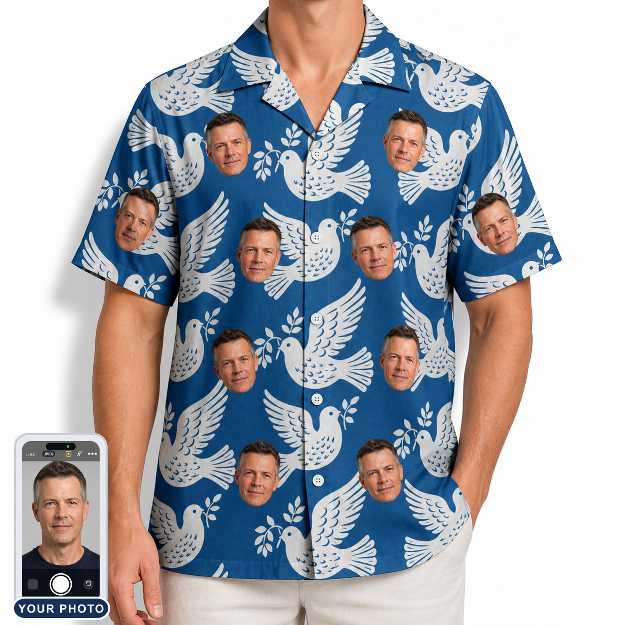 Men's Pearlwing Promise Custom Face Hawaiian Shirt