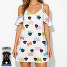 Women's Tag Wag Custom Dog Face Off-Shoulder Dress