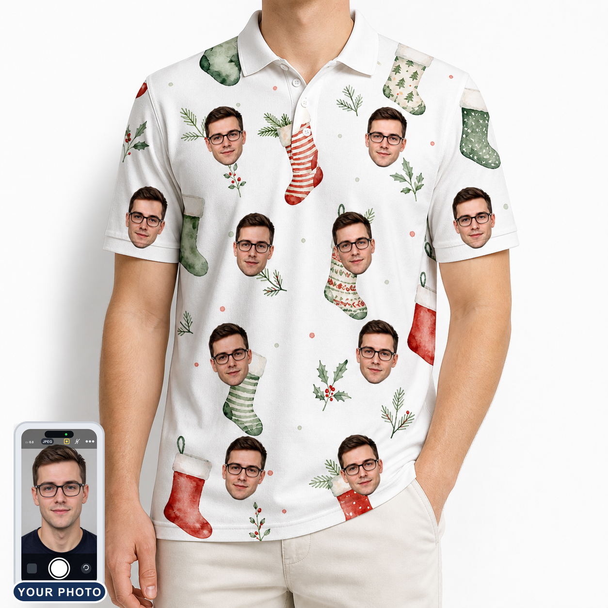 Men's Hearth Hangers Custom Face Polo Shirt