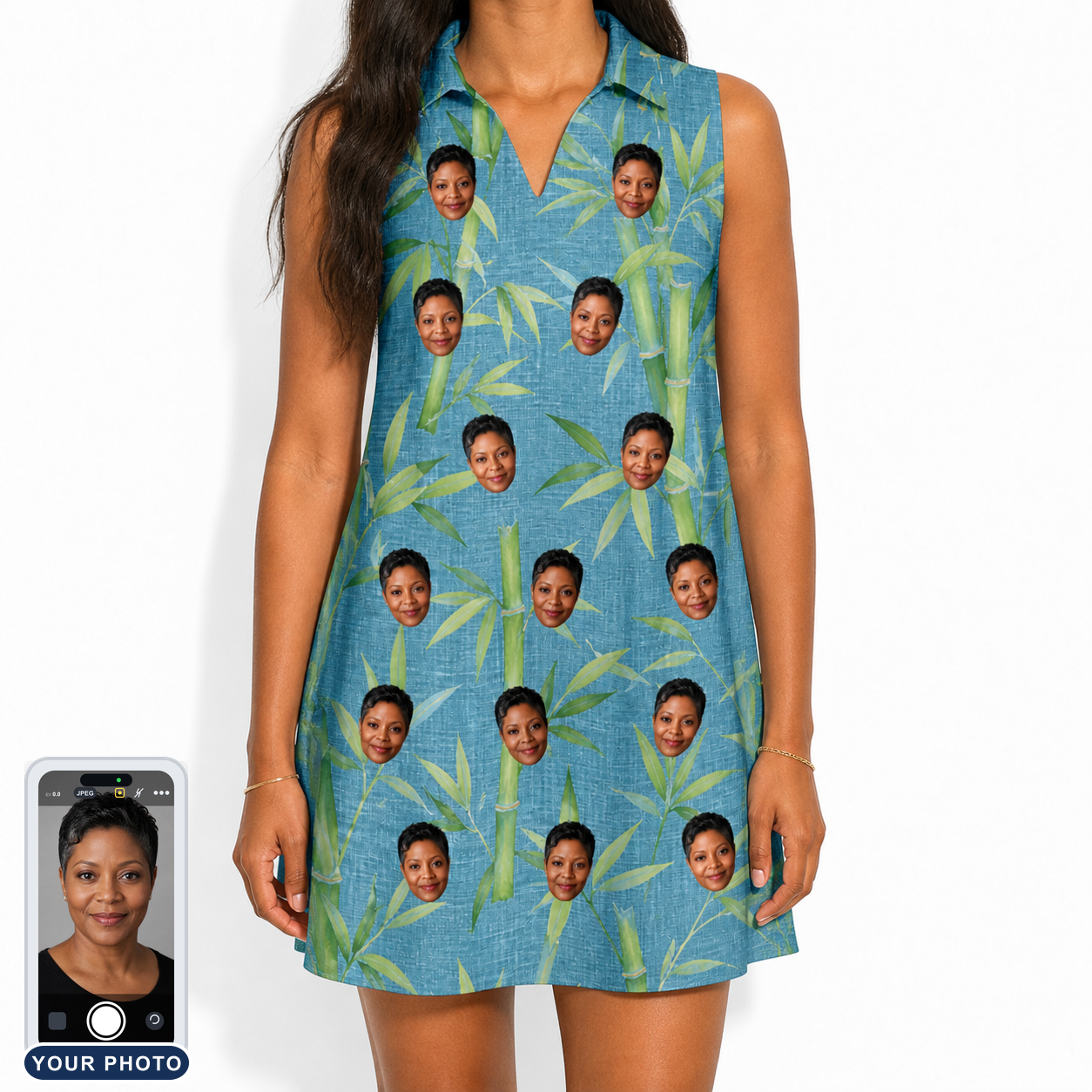Women's Cane Cabaret Custom Face V-Neck Dress