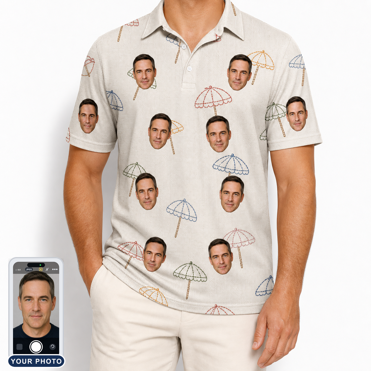 Men's Parasol Pals Custom Face Polo Shirt