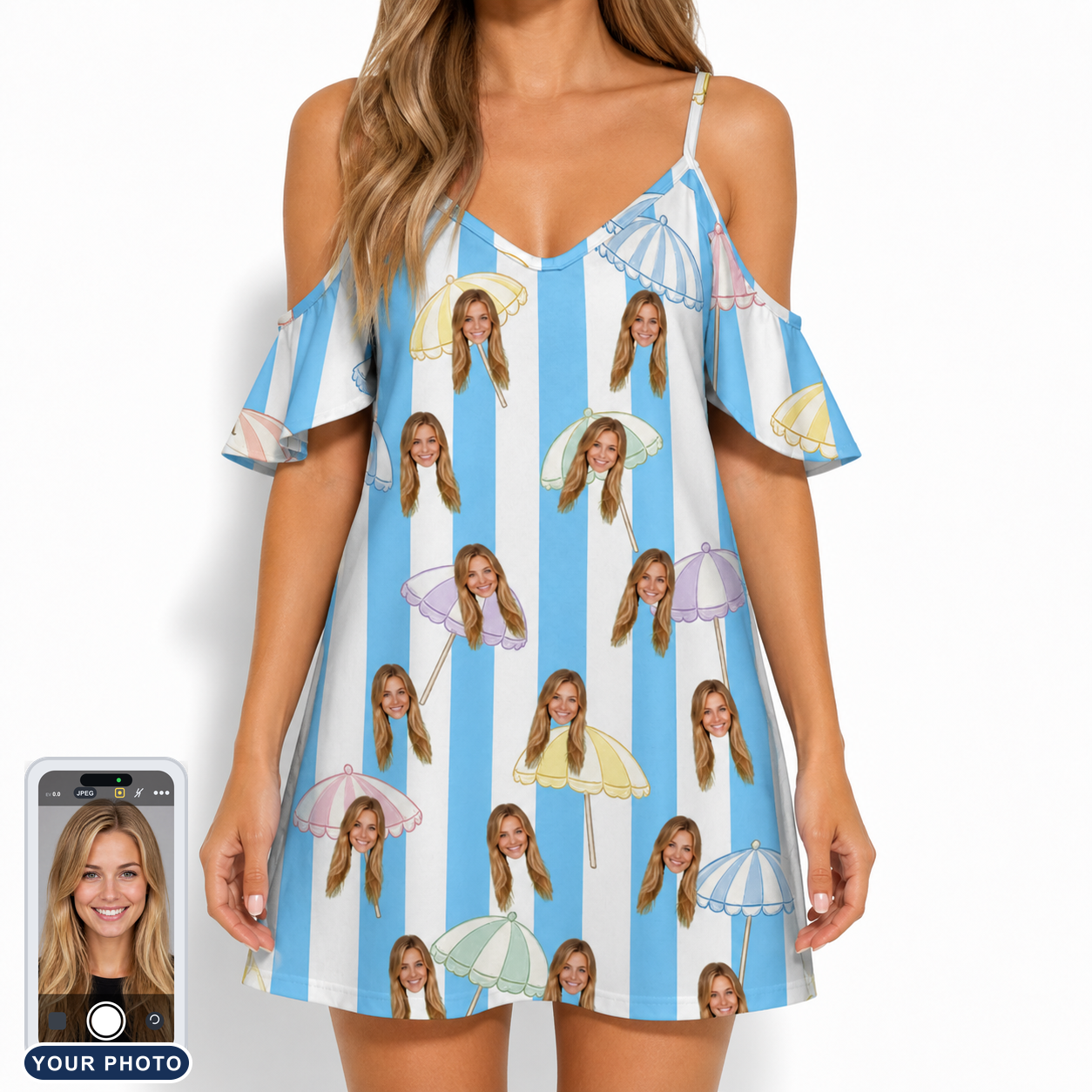 Women's Awning Outing Custom Face Off-Shoulder Dress