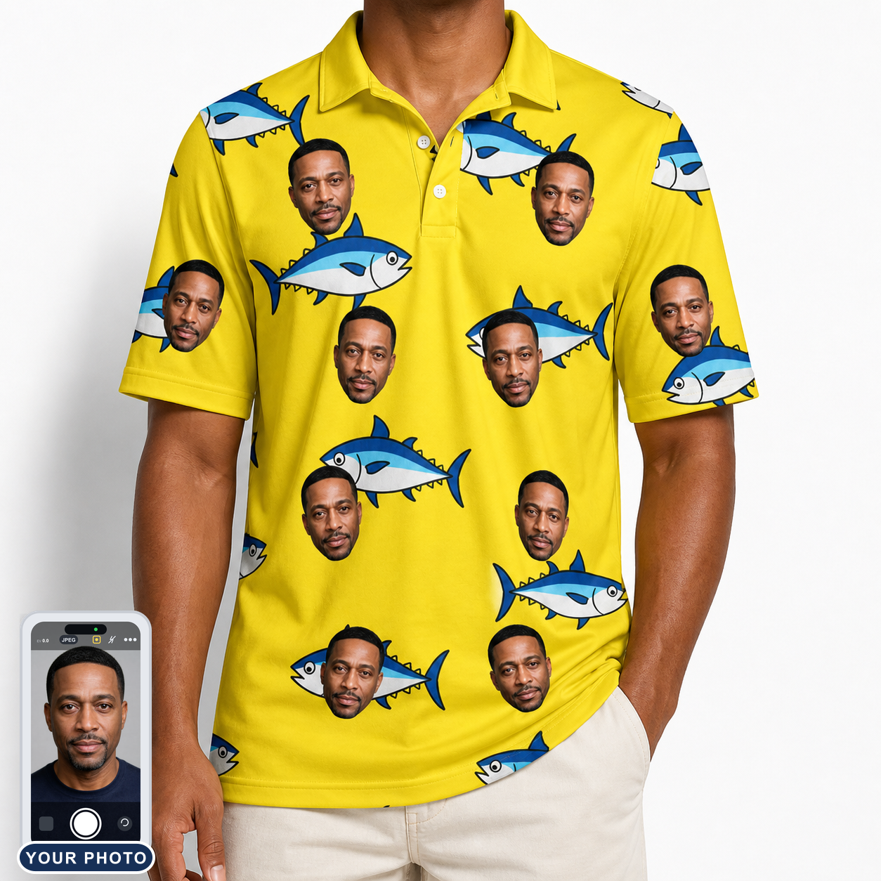 Men's Bluefin Banter Custom Face Polo Shirt