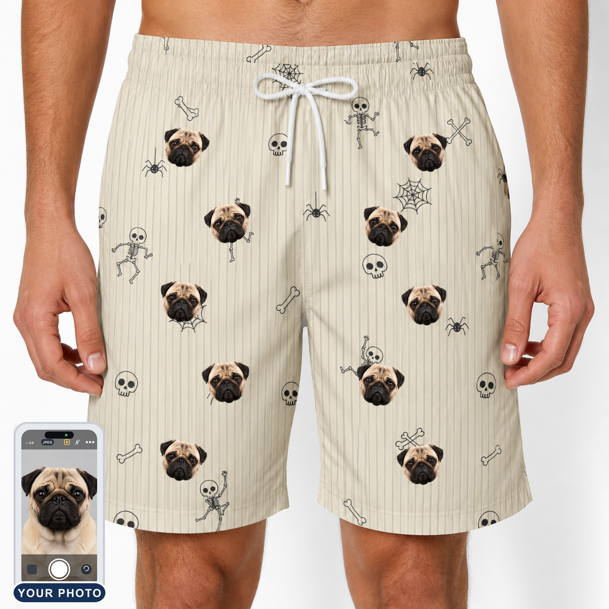 Men's Arachnid Antics Custom Dog Face Beach Shorts