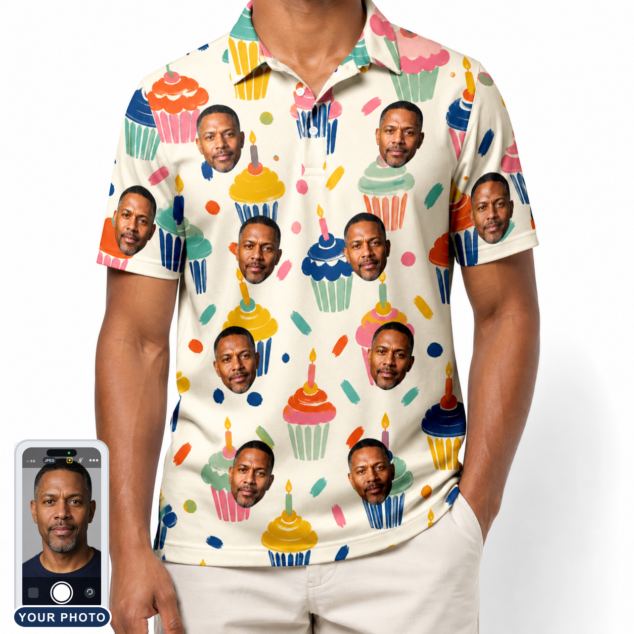 Men's Sweet Stackers Custom Face Polo Shirt