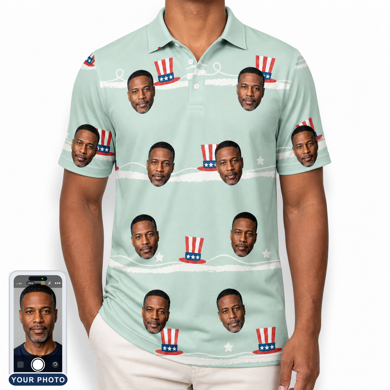 Men's Sam's Sparkle Custom Face Polo Shirt