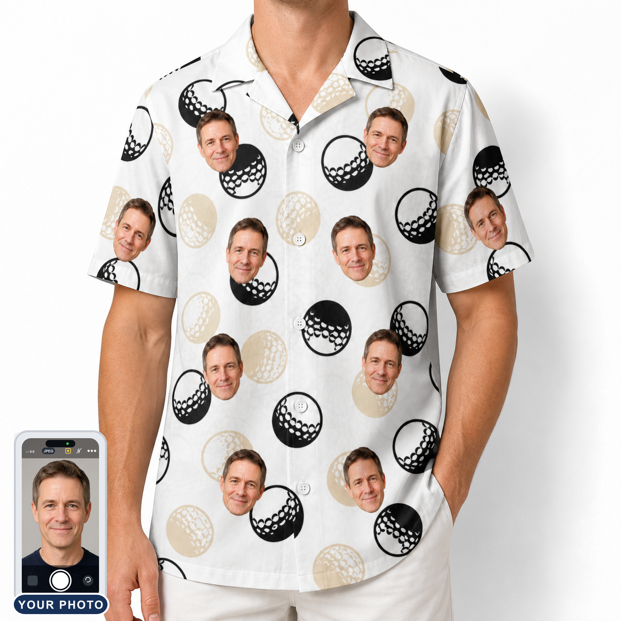 Men's Dimple Dash Custom Face Hawaiian Shirt