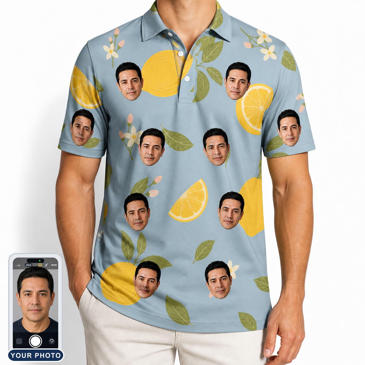 Men's Zesty Zigzags Custom Face Polo Shirt