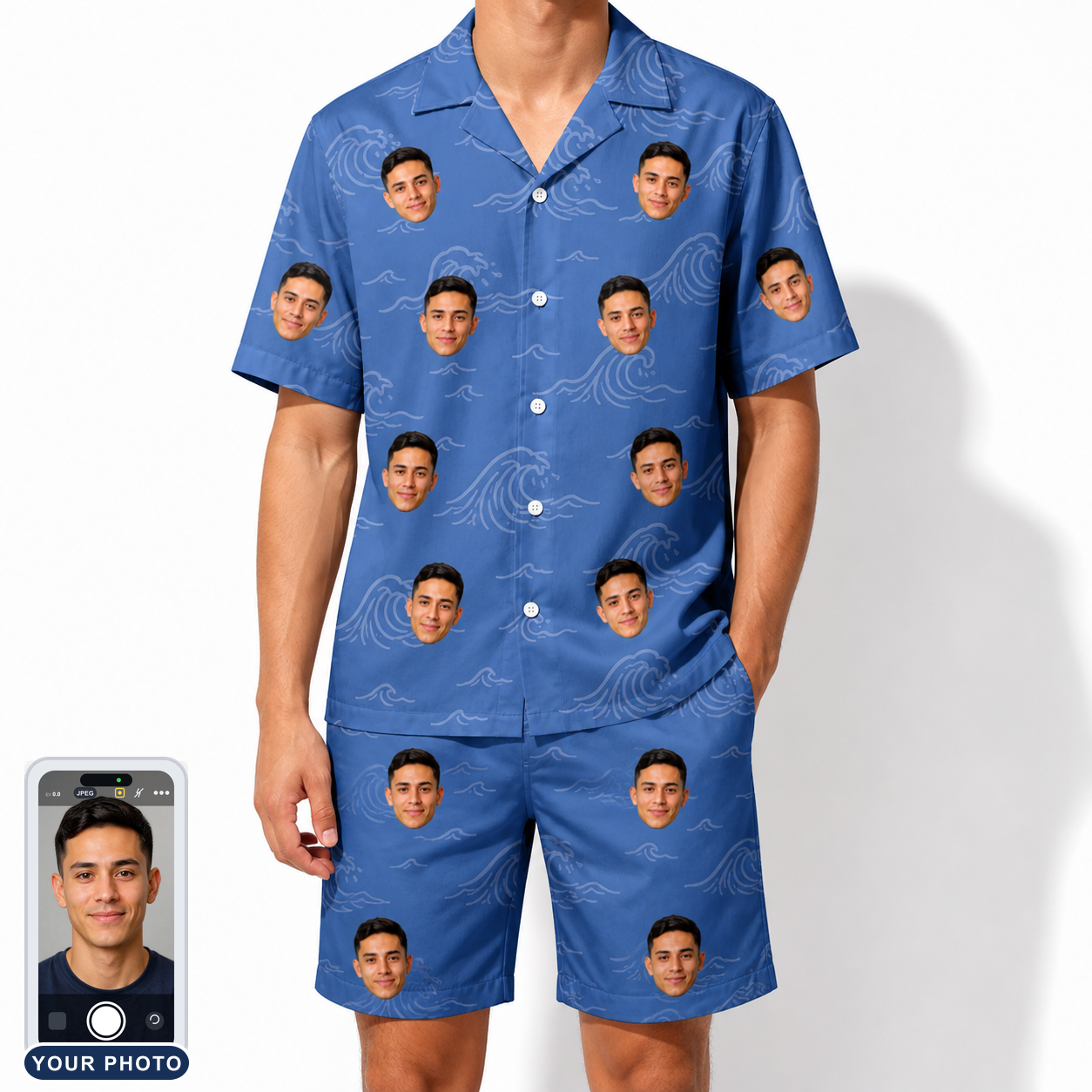 Men's Briny Bliss Custom Face Shirt & Shorts Set
